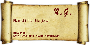 Mandits Gejza névjegykártya